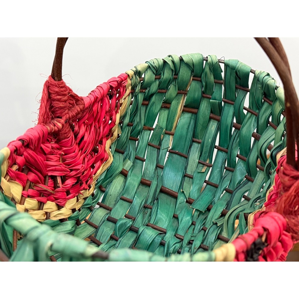 Watermelon Woven Basket Wicker Cane Picnic Straw Country Farmhouse Chic - Picture 7 of 15